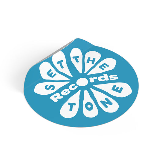 White on Teal Set The Tone Records Logo Sticker