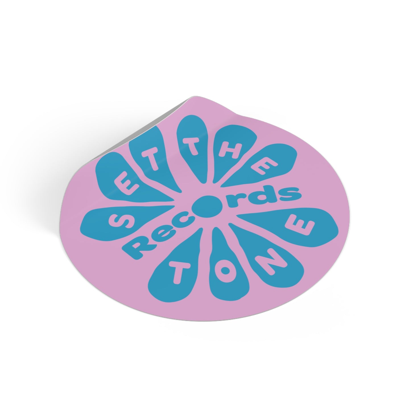 Teal on Pink Set The Tone Records Circle Stickers