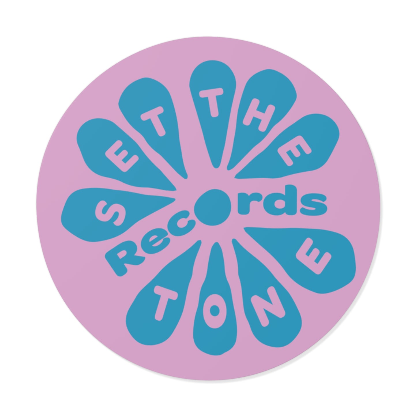 Teal on Pink Set The Tone Records Circle Stickers